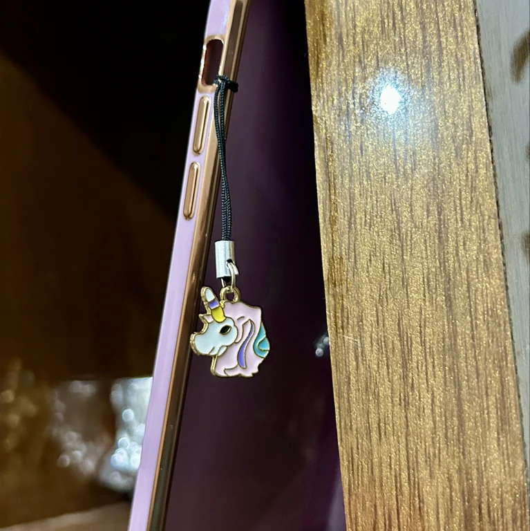 Pastel Pink Unicorn Head Phone Dangle