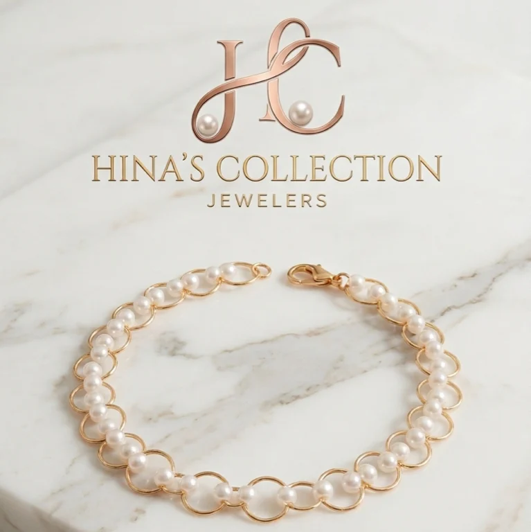 A bracelet styled beside Hina’s Collection packaging