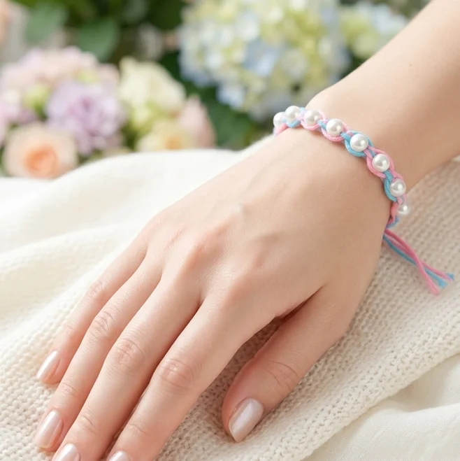 A beaded creation worn on the wrist, from Hina’s catalogue